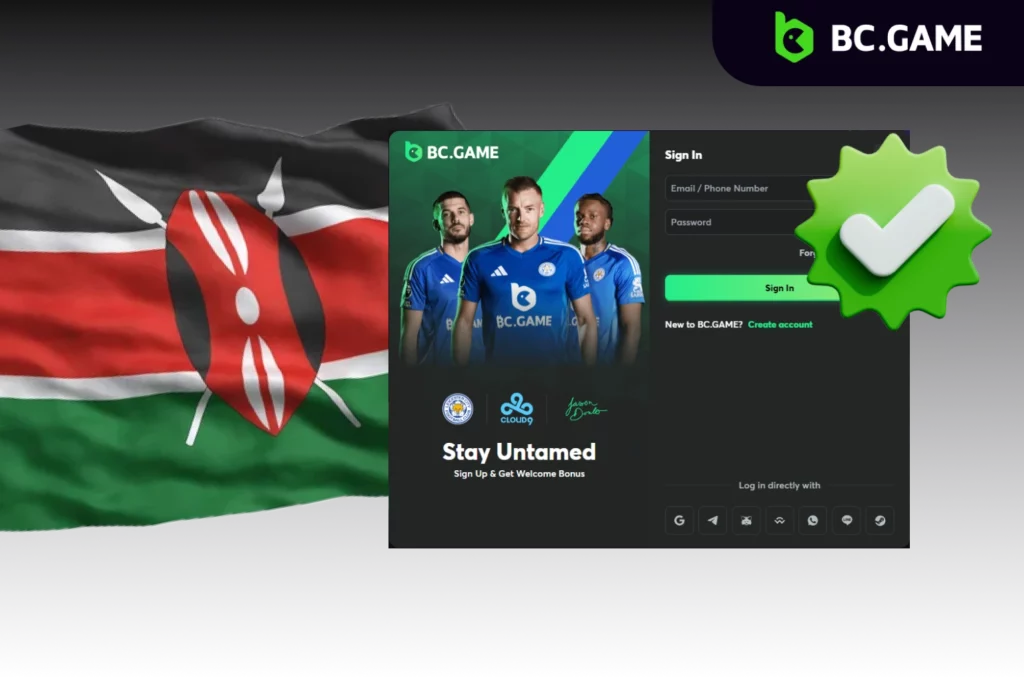 BC Game login page