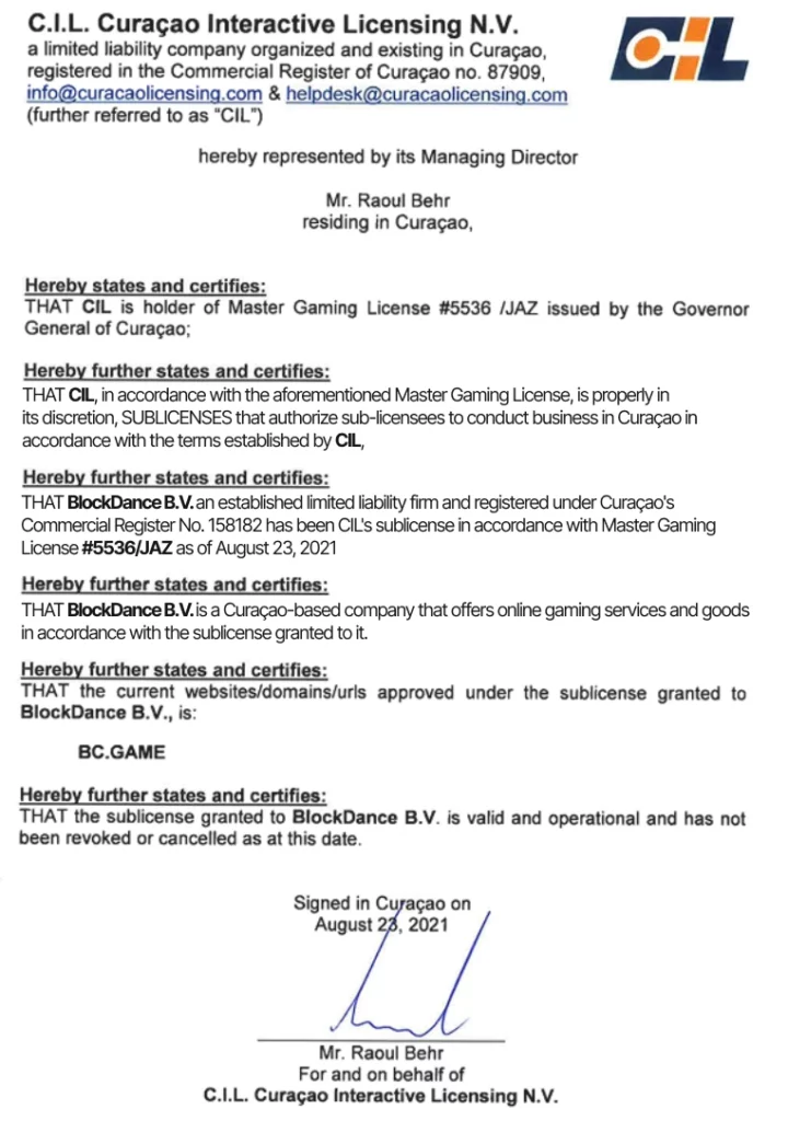 BC Game license for Kenya